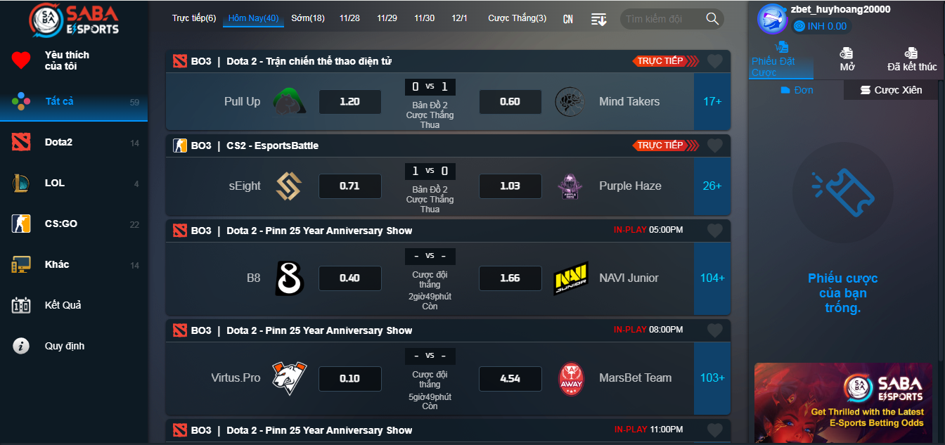 Giới thiệu thương hiệu E-sports tại Zbet