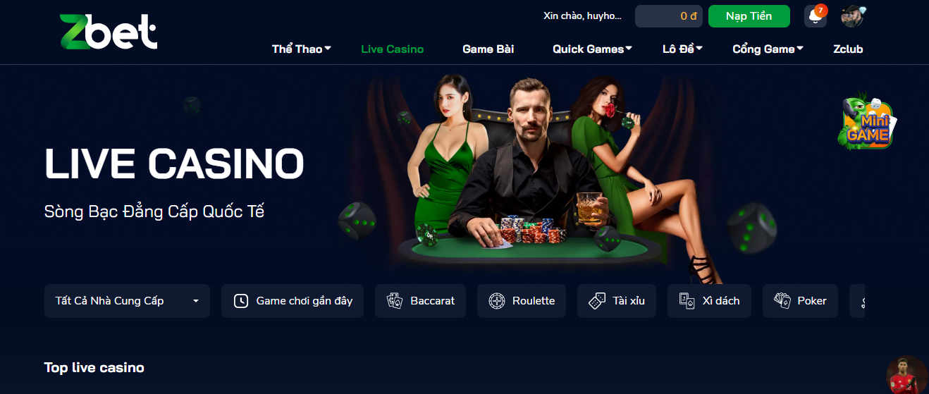 Giới thiệu sảnh casino Zbet