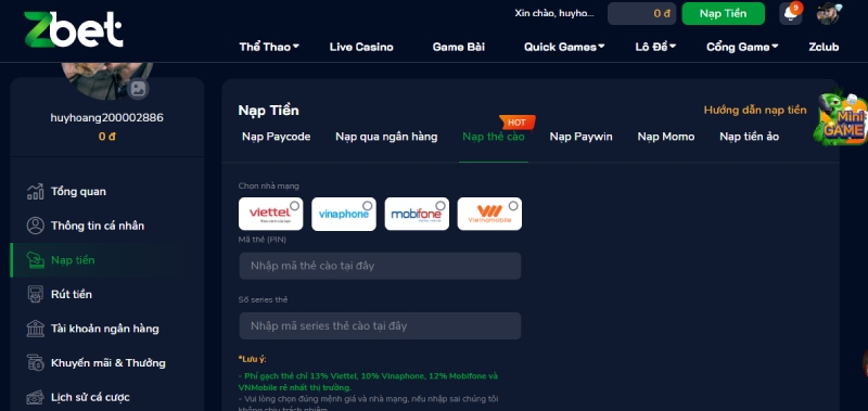 Xổ số miền Trung Zbet - Mẹo chọn số đẹp thắng đậm nhất 1 Nạp tiền tại nhà cái Zbet để chơi xổ số miền Trung