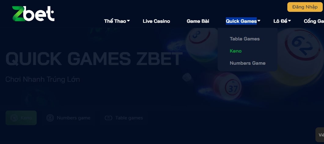 Đặt cược Keno theo sở thích 