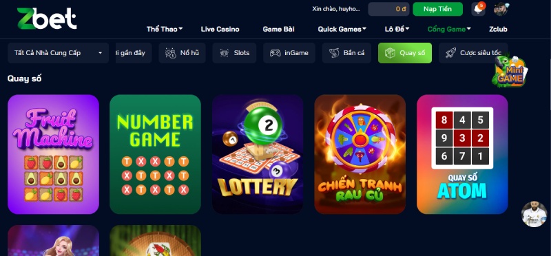Chơi quay số Zbet bằng cách đăng ký tài khoản và nạp tiền 
