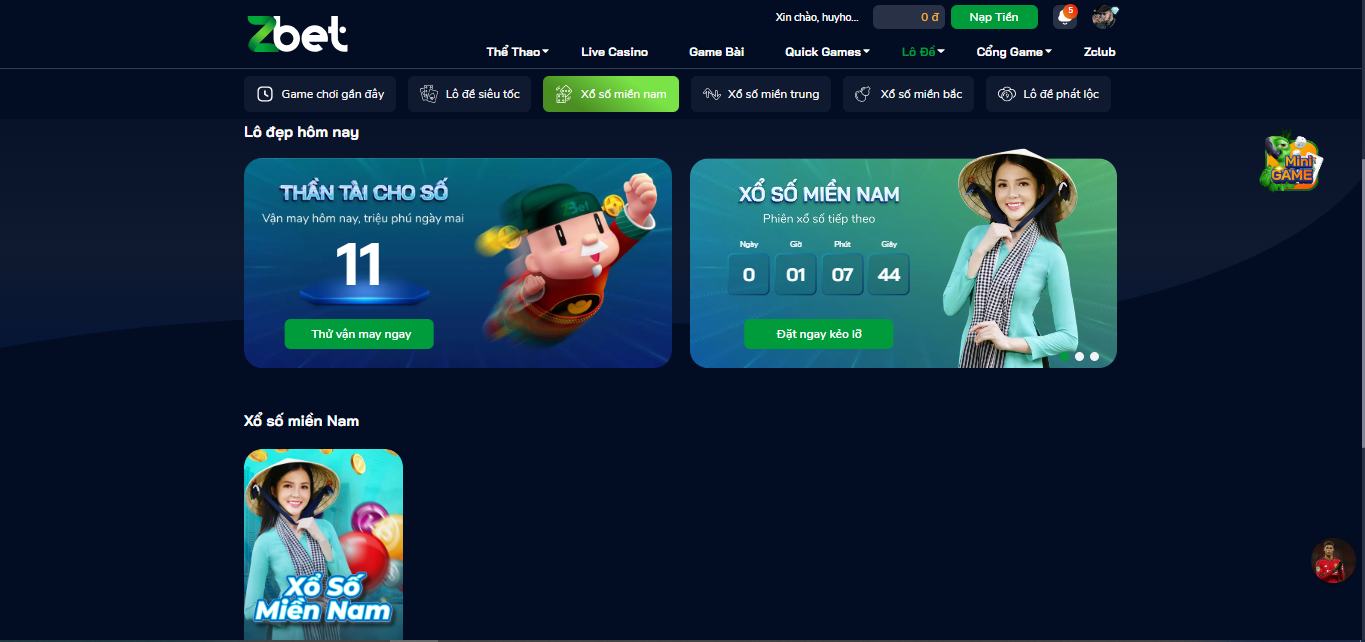 Đa dạng loại hình kèo cược xổ số Miền Nam Zbet